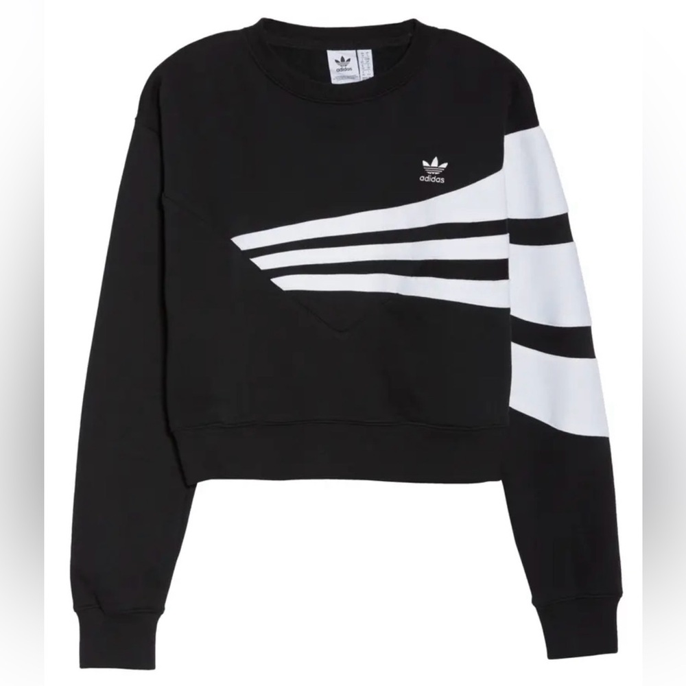 New! Adidas Women's Black and White Crew Neck Sweater size S
